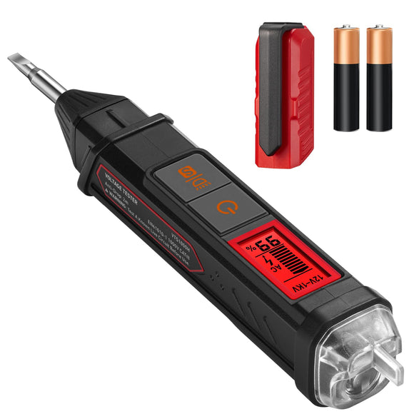 Probador de voltaje, Comprobador Eléctrico Sin Contacto, Rango Dual CA 12 V/70 V-1000 V, Detector de Puntos de Ruptura de Cables, Alarma Sonora, Pantalla LCD de Porcentaje