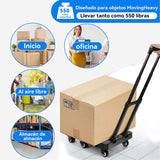 Carro de Mano Plegable,Diablito de Carga Plegable,Plegable para Carretilla de Mano con 6 Ruedas y 2 Cuerdas Elásticas para Equipaje,Hogar,Viaje,Mudanza,Oficina