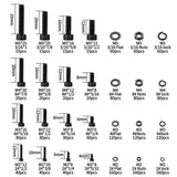 🔩 Juego de 1680 tornillos y tuercas hexagonales métricos M2 M3 M4 M5, tornillos y arandelas de cabeza hexagonal, tornillos y tuercas y arandelas, juego de tornillos de máquina negros
