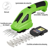 Tijeras de podar Inalámbrico, Cortadora de Césped y Setos 2 en1, Cortasetos de Mano Inalámbrico, Batería Recargable, 7.2V, Diseño de Seguridad