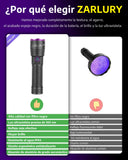 ZARLURY Lámpara de Luz Negra Ultravioleta de 365nm, Linterna UV USB Recargable de Alta Potencia,Luz Ultravioleta para Orina de Mascotas, Escorpiones, Higiene, Joyas, Billetes, Resina curada,IPX5