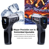Termómetro infrarrojo, Termómetro Pistola de Temperatura Láser Digital Sin Contacto 50C~550C 58F~1022F) Para uso Industrial, Cocina Detección de Moldes, Ambiente, Temperatura Superficia