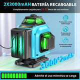 Nivel Láser Autonivelante con 1m Trípode 16 Líneas 360° Lcd, 16 líneas 4D Nivelador Láser con Base de Elevación, Control Remoto, Caja de Herramientas