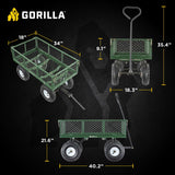 Carro de jardín de acero GOR400-COM con lados extraíbles, 400 libras. Capacidad, color verde Gorilla Carts -