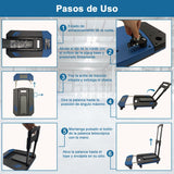 Carro de Mano Plegable con Plataforma, Carrito de Equipaje con 6 Ruedas de Manija Ajustable, Carritos para Compras con 2 Organizador & Cuerda Elástica para Hogar Viaje Mudanza Oficina 220lb
