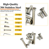 🔩 Matrelt - 38 tornillos de cabeza avellanada 1/4-20, 5 tamaños, kit de surtido de tornillos de cabeza plana con llaves Allen, tornillos de cabeza plana de acero inoxidable 304, tornillos de cabeza