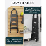 ▶ Escaleras de Tijera, Escalera Plegable Tubular Antiderrapante, Escaleras Plegables para Casa, Oficina, Comercio e Industria (Negro-4 Peldaños con Empuñadura)