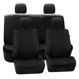 ▶ Funda de asiento de lujo FH GROUP de ajuste universal, color negro (compatible con airbag y con división trasera, compatible con la mayoría de autos, camionetas, SUV y furgonetas,