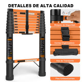 ▶ Escalera Telescópica Recta 3.9 M, Escaleras Plegables para Casa Retractil y Portátil, Escaleras Multiposiciones de Acero Carbono, Fuerte y Duradero, Altura Ajustable, con Bloqueo De Escalón