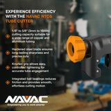 ▶ Cortador de tubos | Diámetro exterior de 1/8 a 3/4 pulgadas, 2 cuchillas de corte afiladas, función de rodamiento de bolas, cortador de tubo de cobre de aleación de aluminio NAVAC