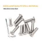 binifiMux 10 tornillos de cabeza Allen M8 x 40 mm con remache avellanado, tornillos de conexión para muebles, acero inoxidable 304