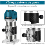 Routers de velocidad variable Madera, Herramienta de Enrutador de Recortador de Madera 800W de Velocidad 30.000 RPM, Madera Compacto Recortadora de Manos Eléctrica con 15 Brocas de 6,35 mm, Para Ranura, de Corte, Grabado