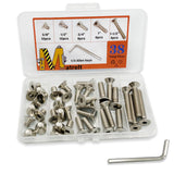 🔩 Matrelt - 38 tornillos de cabeza avellanada 1/4-20, 5 tamaños, kit de surtido de tornillos de cabeza plana con llaves Allen, tornillos de cabeza plana de acero inoxidable 304, tornillos de cabeza