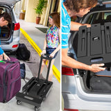 Carretilla de Carga 230 Kg: Carrito Portátil con 6 Ruedas, Ideal para Mudanzas, Diablito de Carga Plegable Diseño Expansible y Compacto, Incluye Cuerda Elástica, Negra.