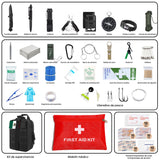 JEMUON Kit de Supervivencia, Kit de Supervivencia Militar Profesional, con Linterna LED, Brújula, Chubasqueros, Gasa, Camping Accesorios, para Supervivencia Al Aire Libre y Protección Personal