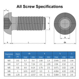 MroMax - 50 tornillos de cabeza de botón M4 x 8 mm, acero de aleación de grado 10.9, unidad de enchufe Allen, acabado de óxido negro, rosca completamente a máquina