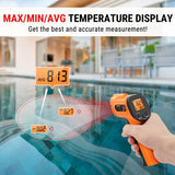 Pistola de termómetro infrarrojo, termómetro láser para cocina, horno de pizza, plancha, motor, HVAC, pistola de temperatura láser con emisividad ajustable y medida máxima de -165 °F