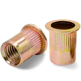 🔩 Vifmy - Kit de surtido de tuercas de remache métricas y SAE (420 unidades), m3 m4 m5 m6 m8 m10 m12#6-32#8-32#10-24 1/4"-20 5/16"-18 3/8"-16 UN. C Flat Head Rivnut Juego de tuercas de acero al carbono