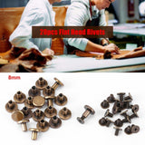 🔩 20Pcs Remaches de cuero planos Tornillos de fijación de Chicago Postes Kit de surtido para álbumes de fotos Álbumes de fotos Reparación de cuero(8mm)
