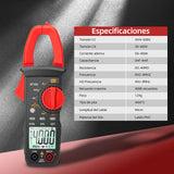 ▶ Multimetro Digital de Gancho,Pinza Voltimetro Amperimetro de 4000 Unidades con NCV y Pantalla Retroiluminada,Multímetro de AC/DC, Capacitancia,Resistencia, Diodos,Continuidad, Pruebas Live Wire