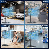 ▶ Ventilador Industrial De Pedestal, Abanico de uso rudo Versátil y funcional, Circulador de Aire 3 velocidades Poderoso flujo de aire,Ventilador de pie Abanico industrial (26 Pulgadas)