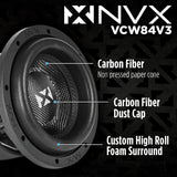 ▶ Subwoofer dual de 4 ohmios de la serie VC (VCW84 versión 3)