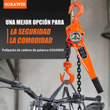 Polipasto，2 tonelada 4410 Libras Cadena G80, Freno Weston, Compatible con 3 Metros polipasto Manual para Espacios Estrechos