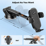 ▶ Soporte para Celular Automóvil 3 en 1 Potente Ventosa Porta Celular para Auto Parabrisas/Salpicadero/Ventilación Base Celular para iPhone, Samsung, Xiaomi Redmi, etc. para Fundas Gruesas