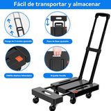 Carro de Mano Plegable,Diablito de Carga Plegable,Plegable para Carretilla de Mano con 6 Ruedas y 2 Cuerdas Elásticas para Equipaje,Hogar,Viaje,Mudanza,Oficina