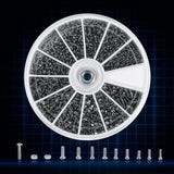 🔩 DEWIN Pernos de Tornillo, 600pcs 12 Tipos Pernos Tuercas Kit M1 M1.2 M1.4 M1.6 de Acero Perno de Plana Pernos Tuercas Kit, Tuercas para Reparar Bicicleta Gafas de Gafas Reloj