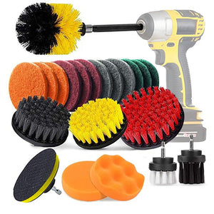 Cepillo Limpieza Taladro Fregar Almohadill 22pzs, Juego Cepillo para Taladro Eléctrico Kit CepillosTaladro Drill Brush Multifuncional Herramientas para Auto Pared Azulejo Baño Cocina