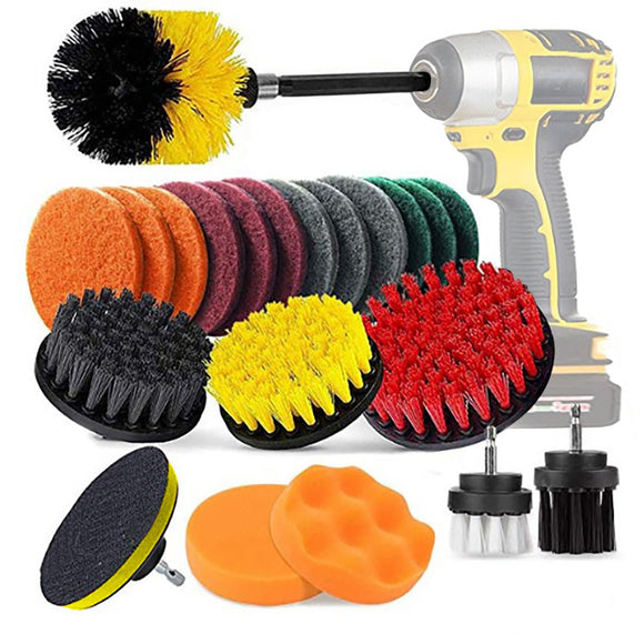 Cepillo Limpieza Taladro Fregar Almohadill 22pzs, Juego Cepillo para Taladro Eléctrico Kit CepillosTaladro Drill Brush Multifuncional Herramientas para Auto Pared Azulejo Baño Cocina