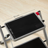 ▶ Escalera de 2 peldaños Plegable, Ancho de Marcha 20 cm, Goma Antideslizante, con asa, Carga 150 kg, Acero, Gris y Negro GSL002GY01