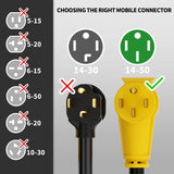 ▶ Cable de extensión de 50 pies para exteriores con mango de agarre, cable de alimentación flexible resistente al agua, 50A 125/250V 6250/12500W STW