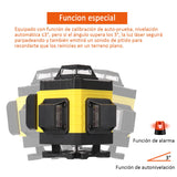Nivel láser Autonivelante, 4D 16 Líneas, Nivelador Láser Multifuncional 3°, Herramienta de Nivelación con Líneas de Inclinación Horizontales, 2 Baterías Recargables para Uso Interior Como Exterior