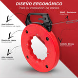 ▶ Guía jalacables de acero Cinta de Pescado de 30 m en con Diseño Optimizado de La Carcasa, , Carreras Cortas y Medición de Conductos, Diseño ligero, Facil de transportar