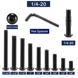 Tornillos de cabeza de botón de 1/4-20 x 3/4 pulgadas, 20 piezas de acero inoxidable 304 18-8, llave hexagonal Allen, óxido negro de SG TZH (con llave hexagonal)