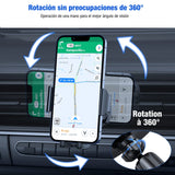 ▶ Soporte Celular Automóvil, Base Porta Celular Auto Ventilación, Rotación 360º con Gancho Metálico y Botón Liberación con iPhone 15 14 13 Pro MAX, Galaxy S23 Ultra, Xiaomi