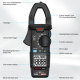 ▶  Digital Pinza Amperimétrica multímetro probador de voltaje voltímetro de rango automático NCV True RMS 6000 conteos mide voltaje AC/DC resistencia, corriente, diodo, capacitancia, frecuencia