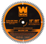 WEN BL1080 - Hoja de sierra profesional para carpintería de 10 pulgadas y 80 dientes con punta de carburo de acabado ultrafino para sierras ingletadoras y sierras de mesa