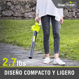 Soplador de hojas SnapFresh, inalámbrico de 20 V con batería de 2 Ah y cargador rápido, 2 velocidades, ligero y eléctrico para el cuidado del césped, ideal para patios y aceras.