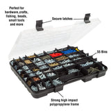▶  Funda de almacenamiento portátil con cerraduras seguras y 55 compartimentos pequeños para herramientas, tornillos, pernos, tuercas, clavos, abalorio, joyas y más por Black