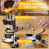 Routers de velocidad variable Enrutador compacto inalámbrico compatible con batería DeWalt de 20 V (herramienta desnuda), herramienta de enrutador de 6 velocidades variables para carpintería, enrutador de madera de base