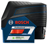 BOSCH GCL100-80CG 100 pies 12 V Max Connected Green-Beam Cross-Line Laser, incluye batería de iones de litio de 2.0 Ah 12 V y cargador, montaje giratorio magnético, bolsa resistente, estuche de