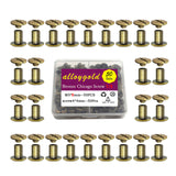 🔩 Alloygold - Juego de 50 tornillos M5 x 8 de bronce Chicago - Remaches de piel, remaches de piel, botones de rosca Chicago
