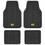 ▶ CATERPILLAR Tapetes  Juego completo de alfombrillas delanteras y traseras para automóviles, para todo tipo de clima, resistente y de ajuste universal, accesorios de goma para camiones y automóviles,