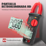 ▶ Multimetro Digital de Gancho,Pinza Voltimetro Amperimetro de 4000 Unidades con NCV y Pantalla Retroiluminada,Multímetro de AC/DC, Capacitancia,Resistencia, Diodos,Continuidad, Pruebas Live Wire