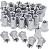 100 tuercas de remache de brida de aluminio de 1/4-20, UNC tuerca de inserción roscada de cabeza plana