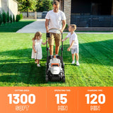 Cortadora de césped inalámbrico de 13 Pulgadas, U20 Handy+ 20 V cortacésped eléctrico para jardín, Patio y Granja, Ajuste de 5 Alturas, Peso Ligero, batería portátil de 4.0 Ah incluida