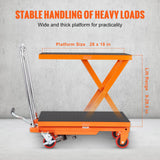 Carrito de Mesa de elevación hidráulica, Capacidad de 500 Libras, Altura de elevación de 28.5 Pulgadas, Mesa de elevación Manual de una Sola Tijera con 4 Ruedas y Almohadilla Antideslizante